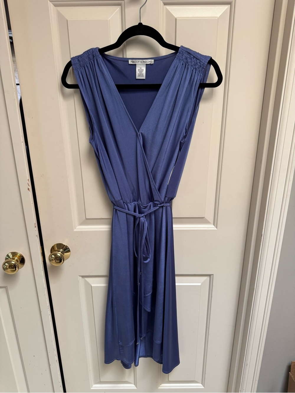 Maggy London Sleeveless Wrap Midi Dress in Periwinkle Blue